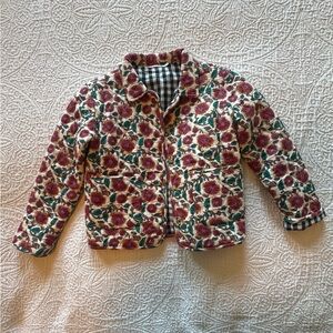 Monoprix Girls Quilted Jacket Floral Pattern From France